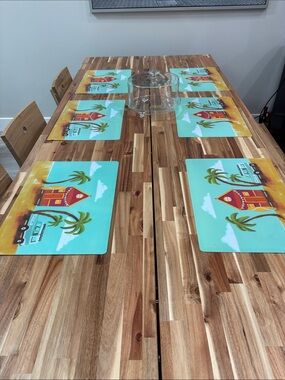Simons Turquoise Yellow Palm Tree Placemat Set